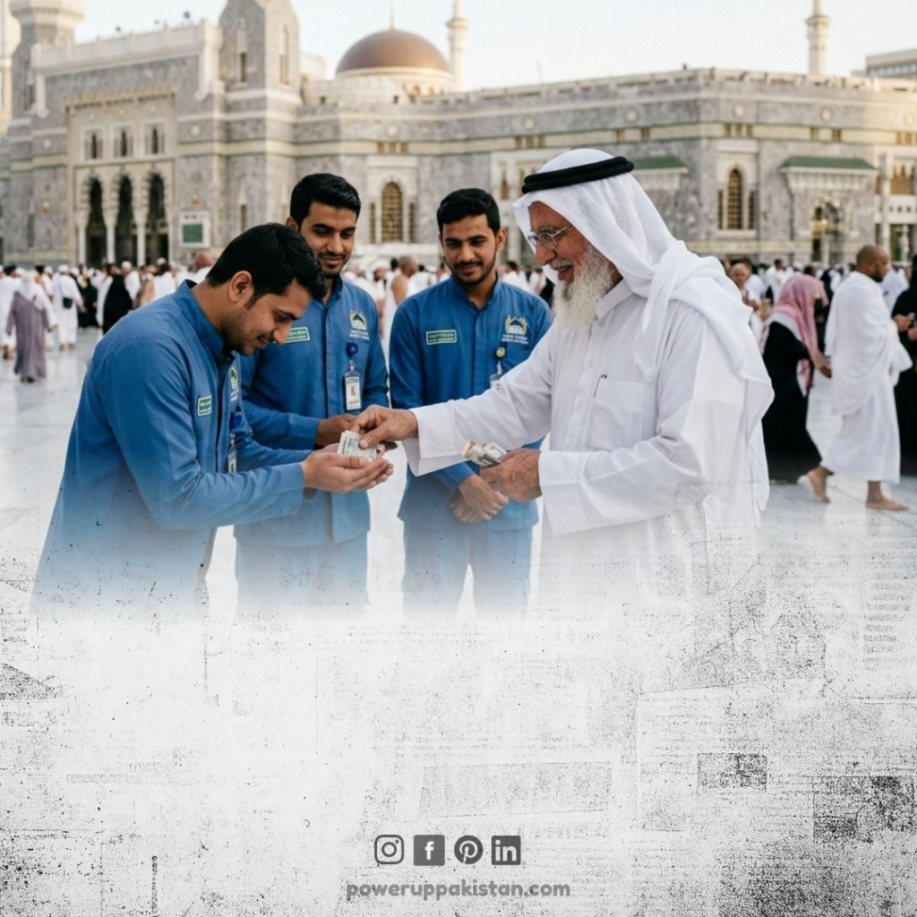 Heartwarming Moment: Elderly Man Spreads Ramadan Generosity by Gifting Workers at Masjid al-Haram